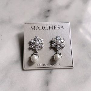 Marchesa Crystal and Pearl Drop Earrings